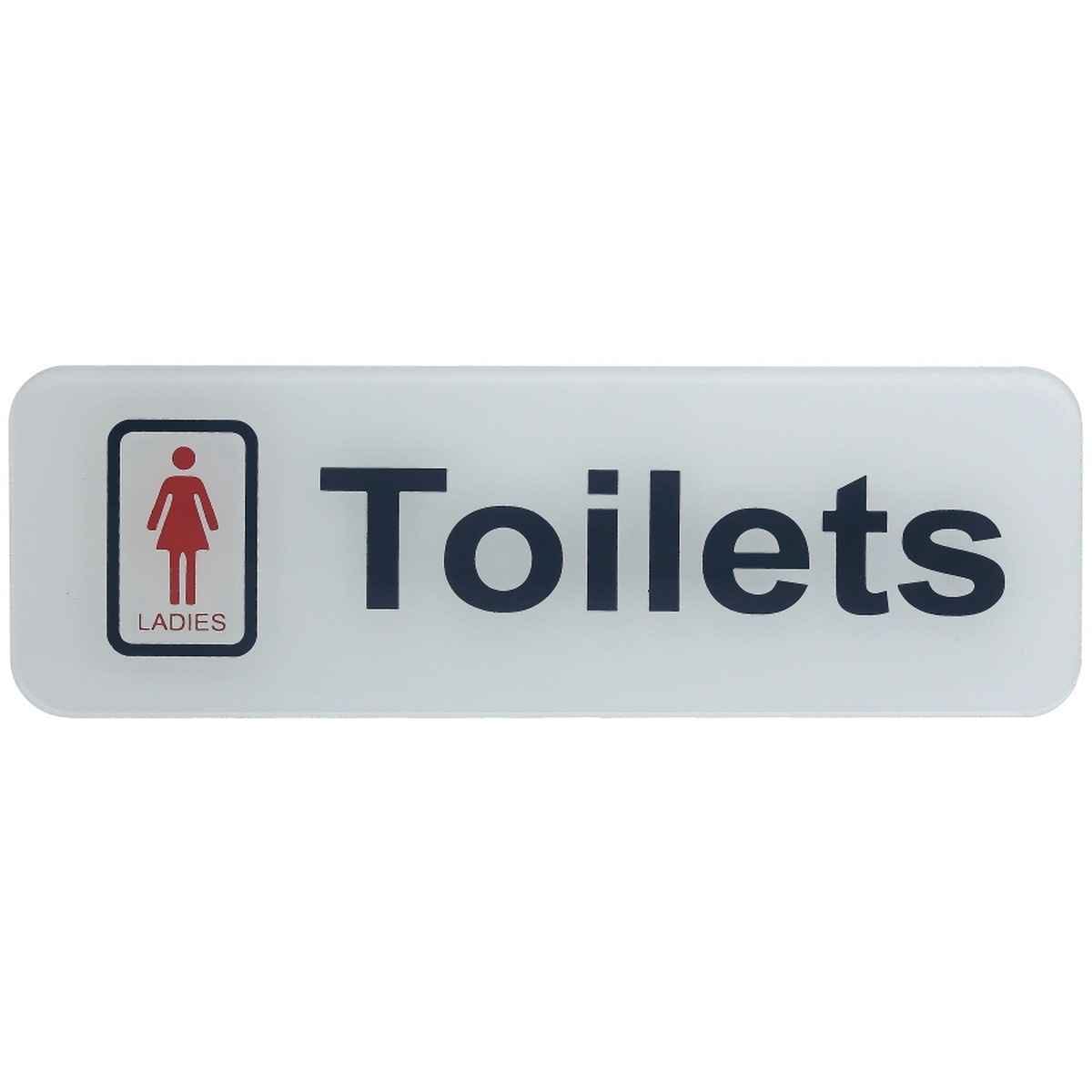 Ladies Toilets Door Sticker White Acrylic Self Adhesive Signage Sticker Horizontal SWLT