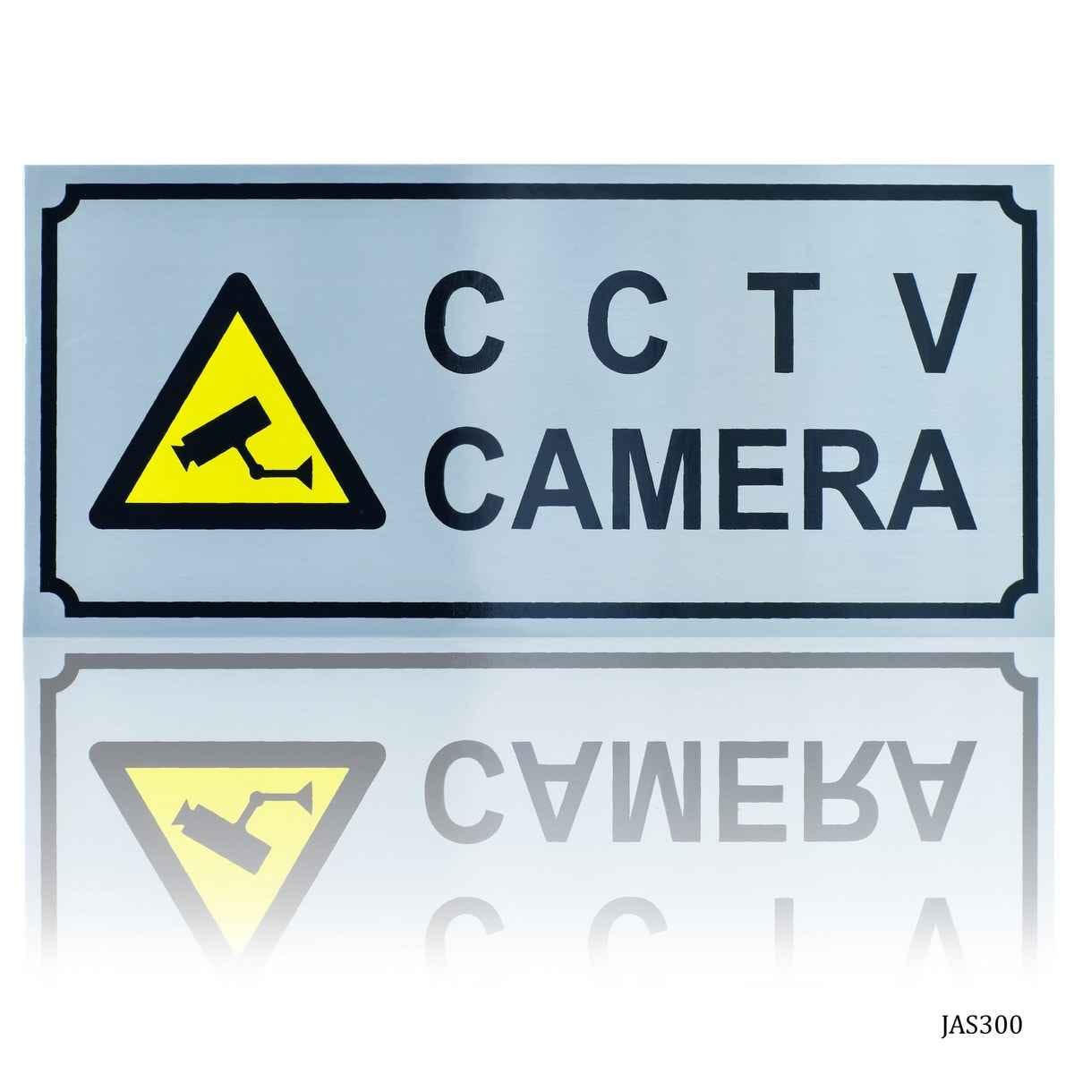 CCTV Camera Sticker Aluminum Self Adhesive Signage Sticker Horizontal 3.5X8 Inch JAS300
