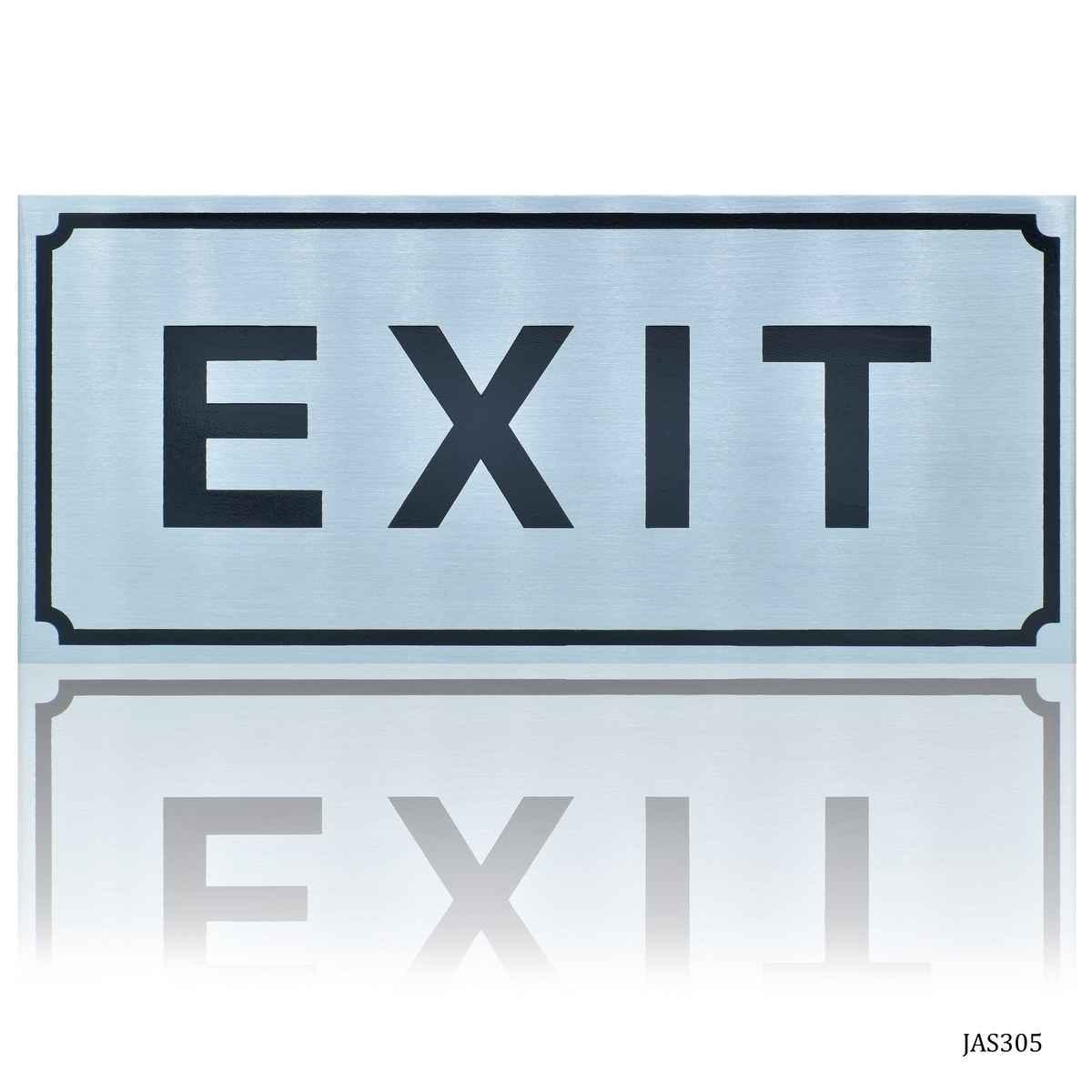 Exit Sticker Aluminum Self Adhesive Signage Sticker Horizontal 3.5X8 Inch JAS305