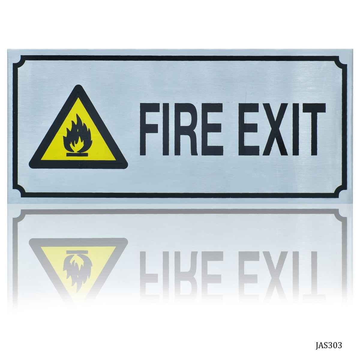 Fire Exit Sticker Aluminum Self Adhesive Horizontal Signage Sticker 3.5X8 Inch JAS303