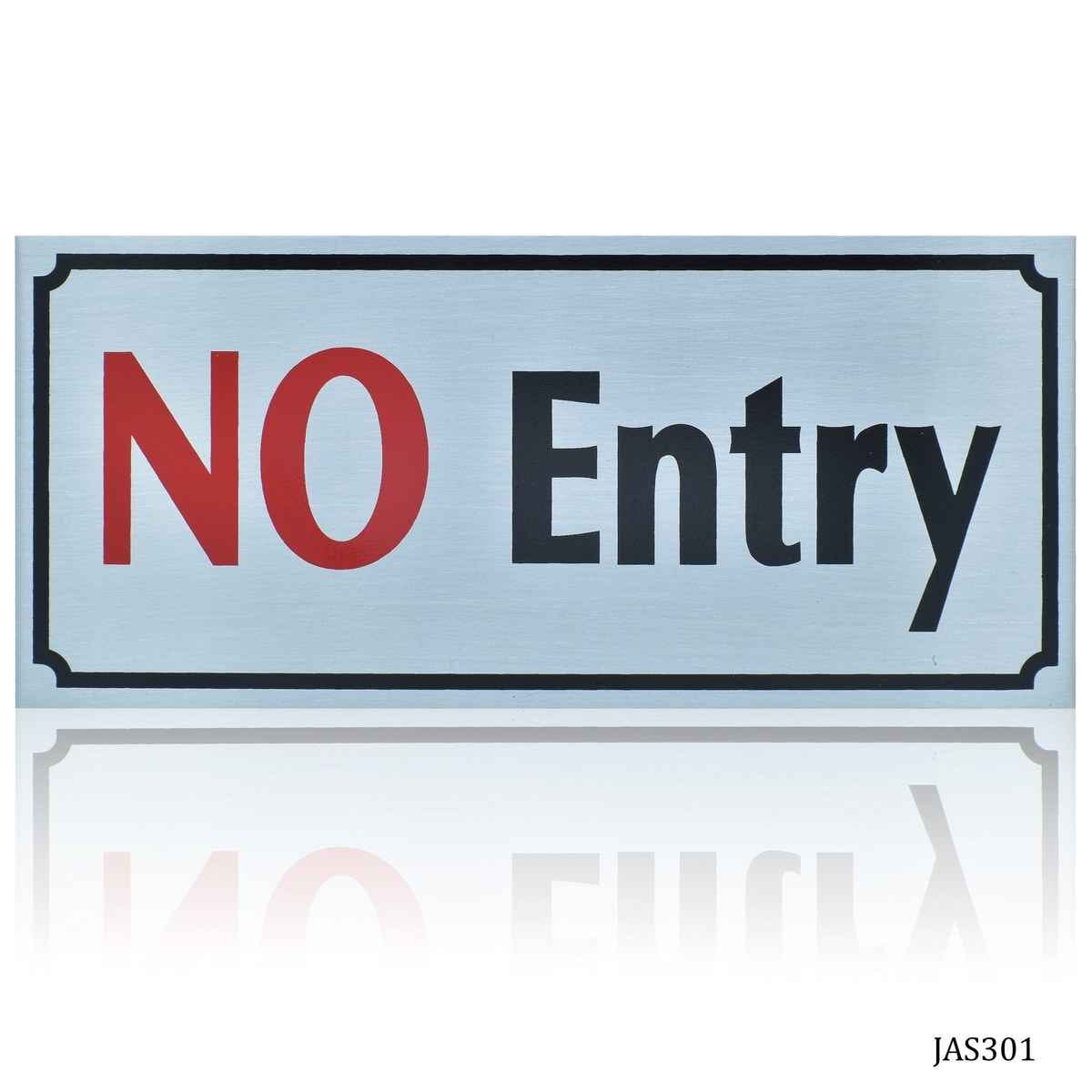 NO Entry Sticker Aluminum Self Adhesive Horizontal Signage Sticker 3.5X8 Inch JAS301