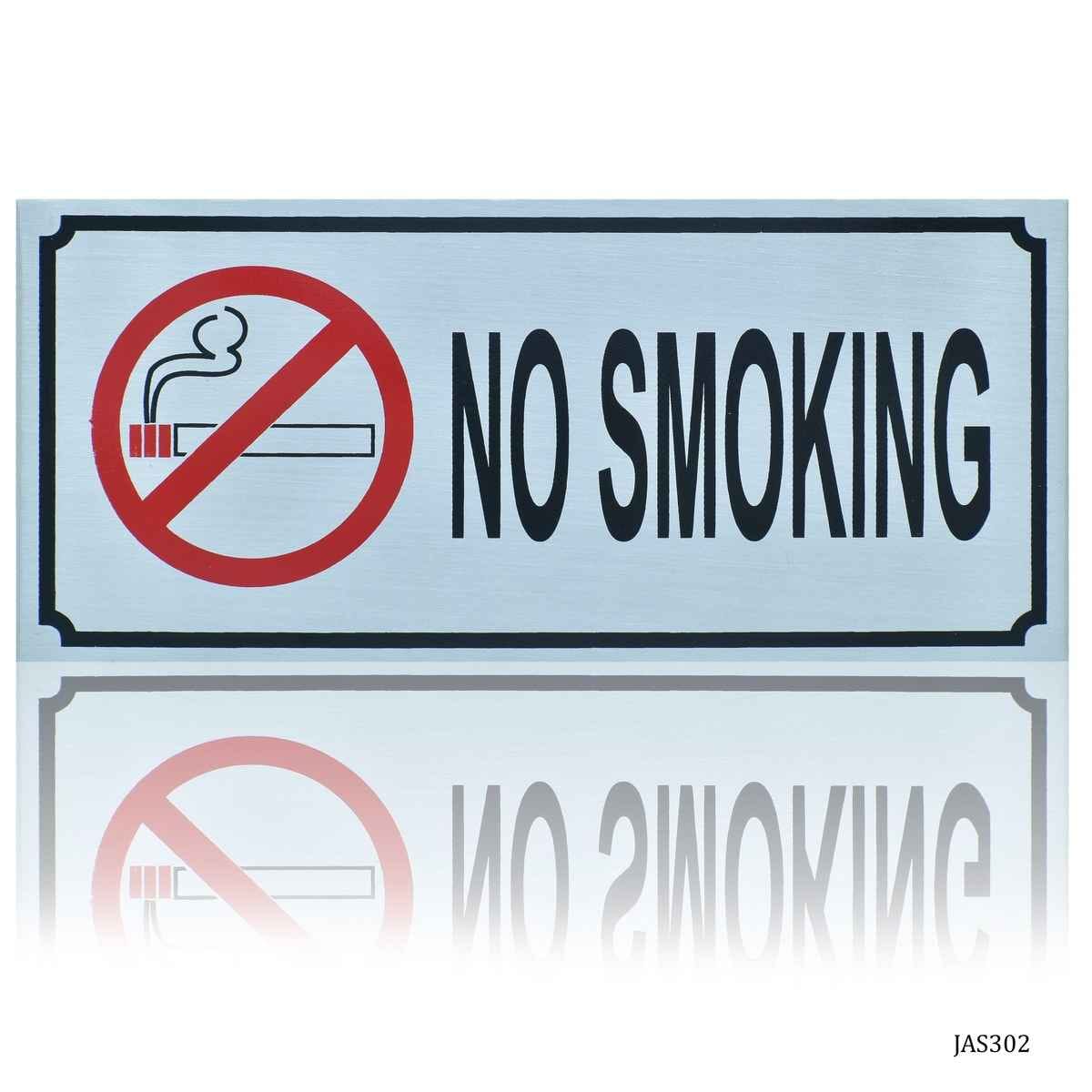 NO Smoking Sticker Aluminum Self Adhesive Horizontal Signage Sticker 3.5X8 Inch JAS302
