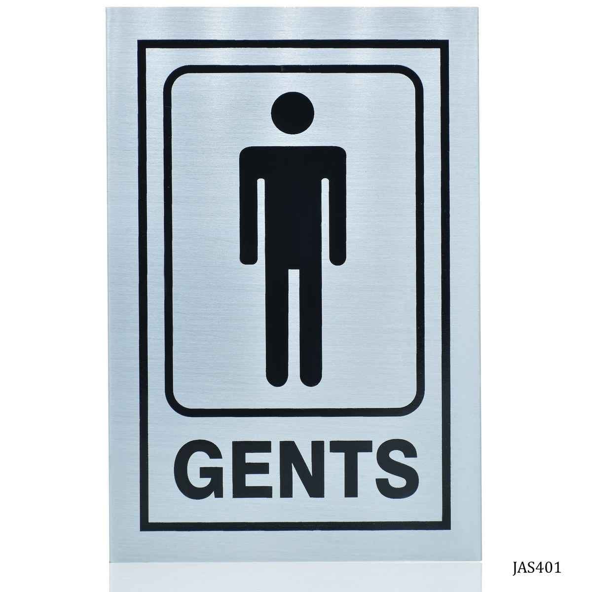 Gents Door Sticker Aluminum Self Adhesive Vertical Signage Sticker 4X6 Inch JAS401