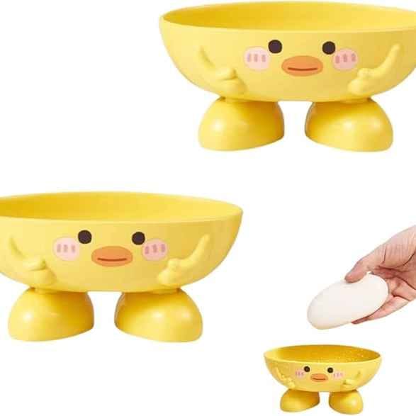 Duck Cartoon Soap Dish, Self Draining Soap Holder with Multiple Holes