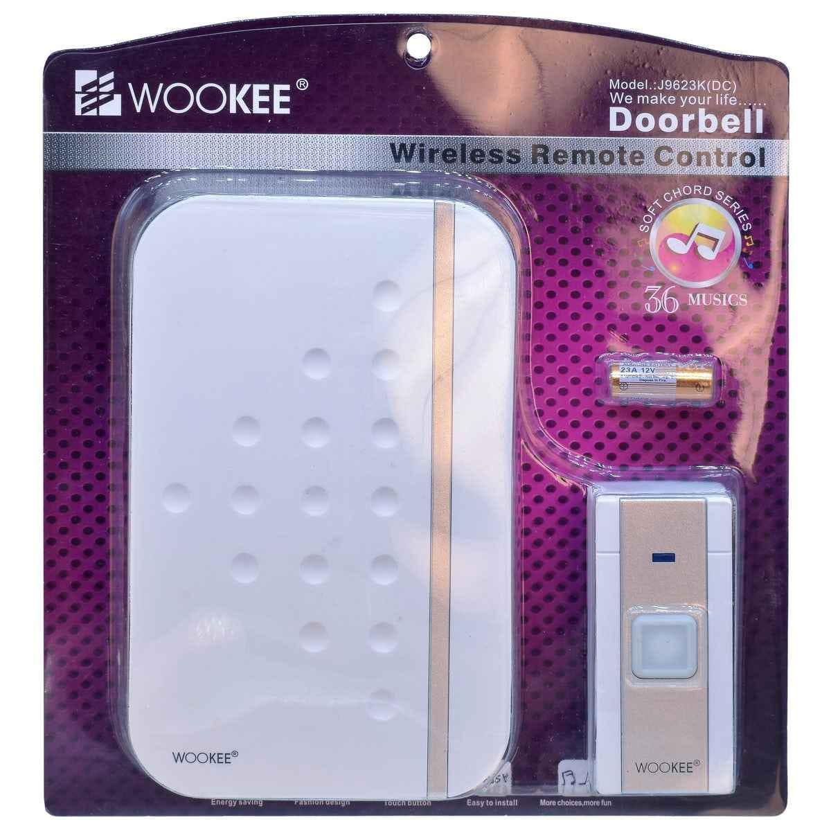WOOKEE Wireless Door Bell Remote Control 100 Meters 36 Music Battery Operated J9623K