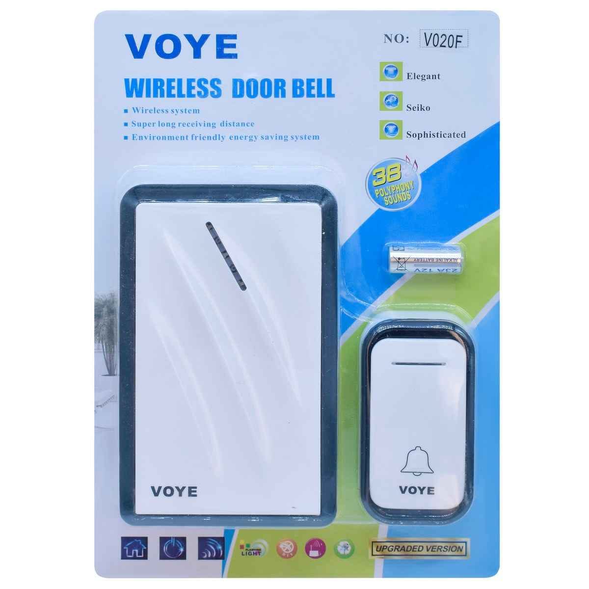 Voye Wireless Door Bell Remote Control 100 Meters 38 Music Battery Operated V020F