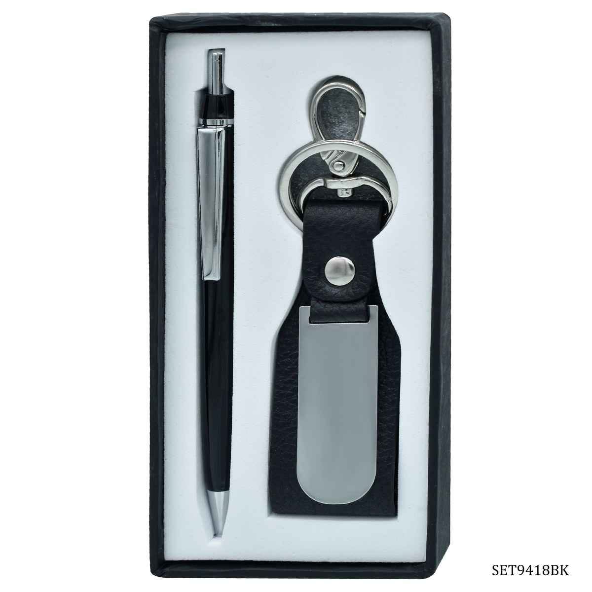 2in1 Black Pen & Key Chain Gifts Set SET9418BK