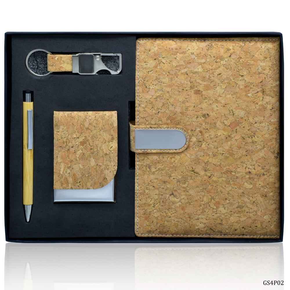 4in1 Cork Pen, Card Holder, Diary & Key Chain Gifts Set GS4P02