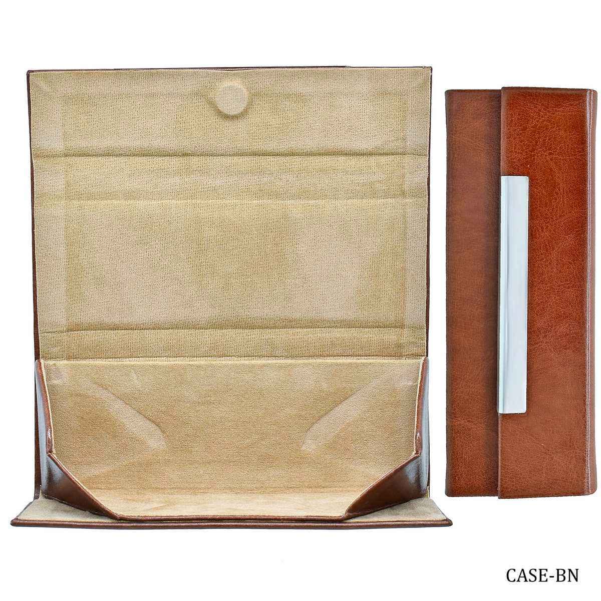 Brown Leather Folding Goggles Holder Gifts Set CASE-BN