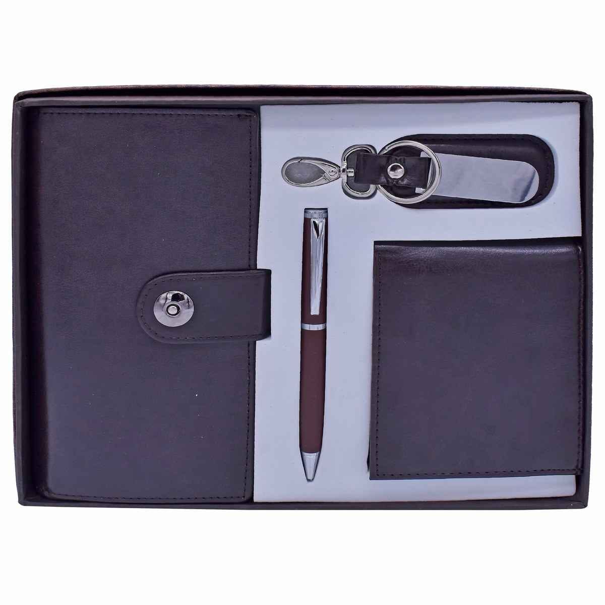 Brown Keychain Pen Wallet Gents & Ladies Gifts Set SET185BN