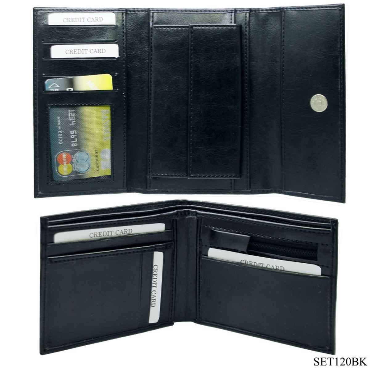 Black Ladies Wallet With Gents Wallet Gifts Set BK120BK