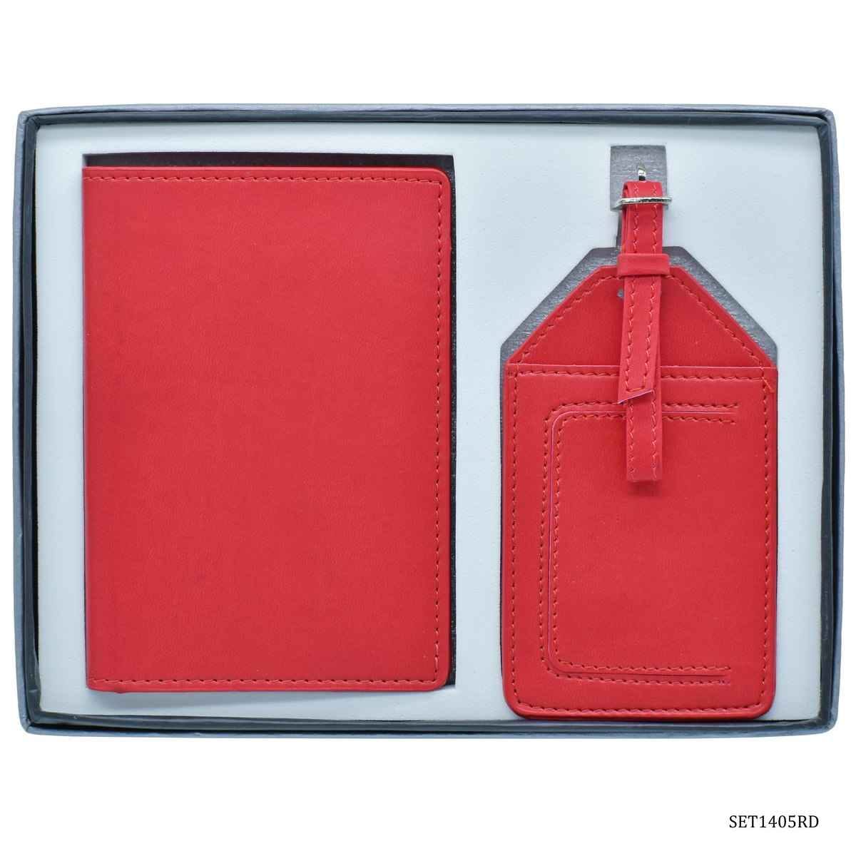 2in1 Red Passport Holder Luggage Tag Gifts Set SET1405RD