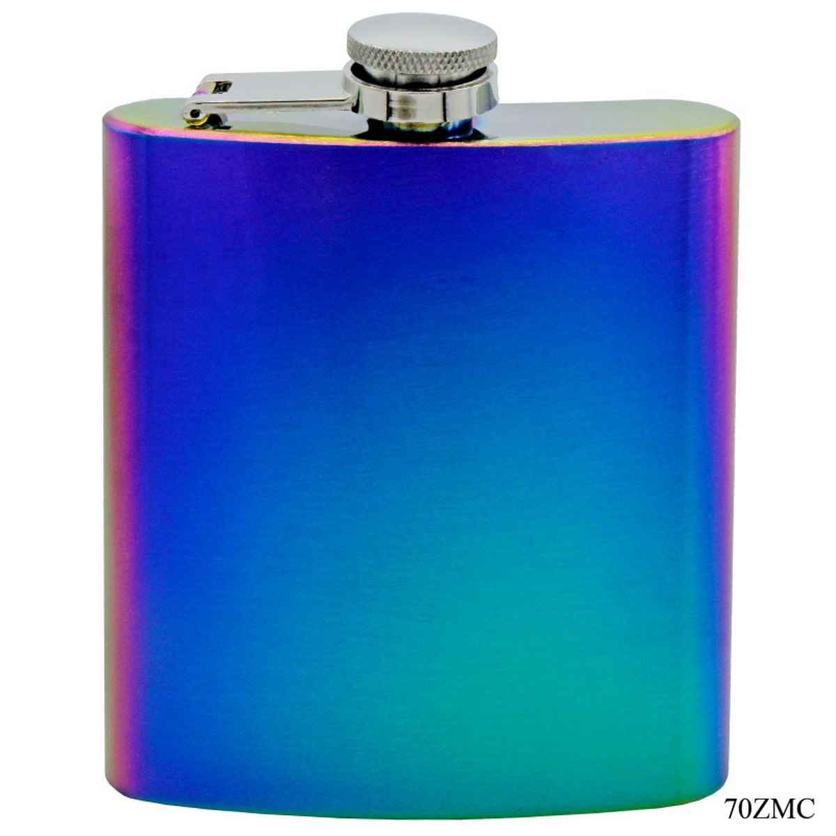 Hip Flask Rainbow Colour Wine Bottle Stainless Steel 7oz Capacity 70ZMC