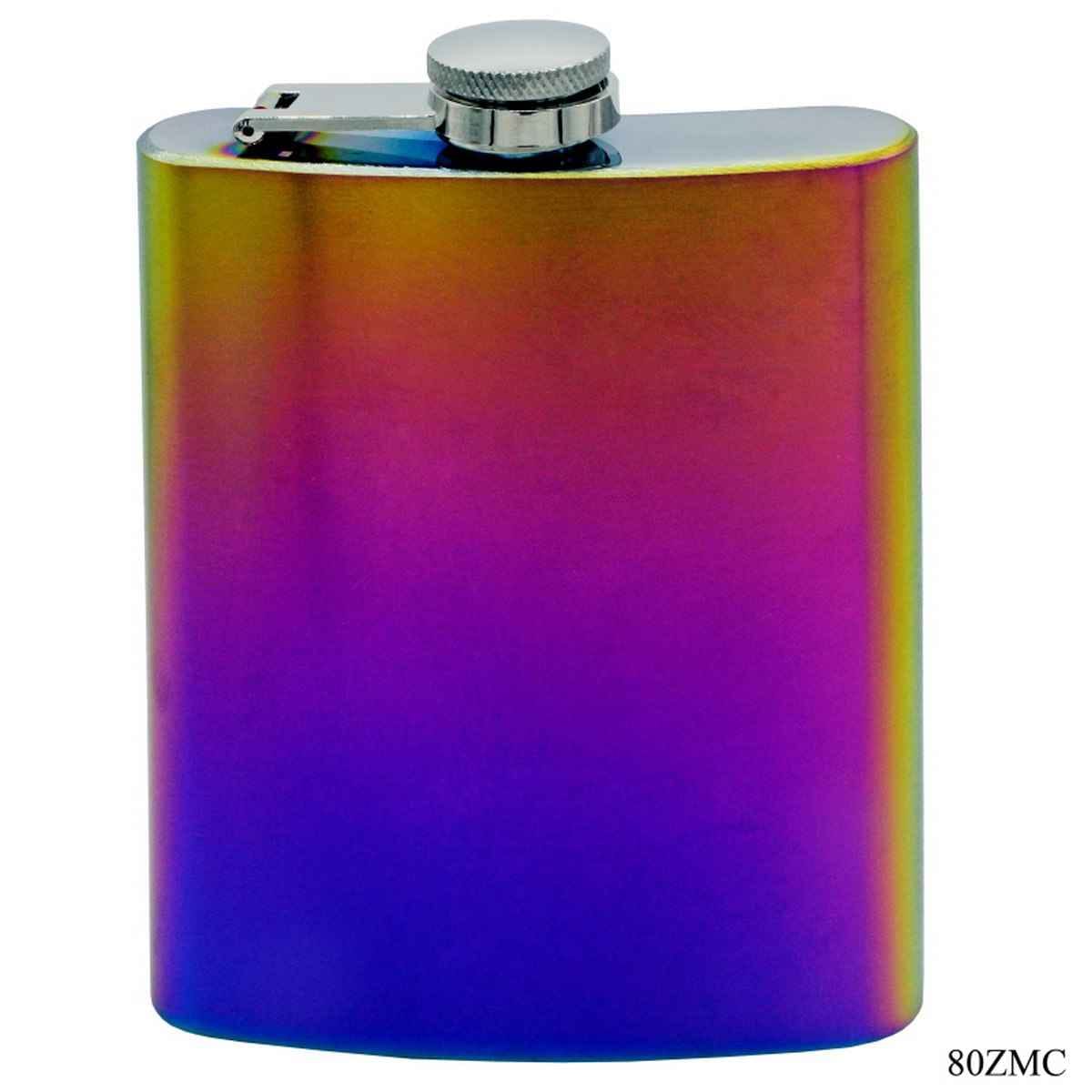 Hip Flask Rainbow Colour Wine Bottle Stainless Steel 8oz Capacity 80ZMC