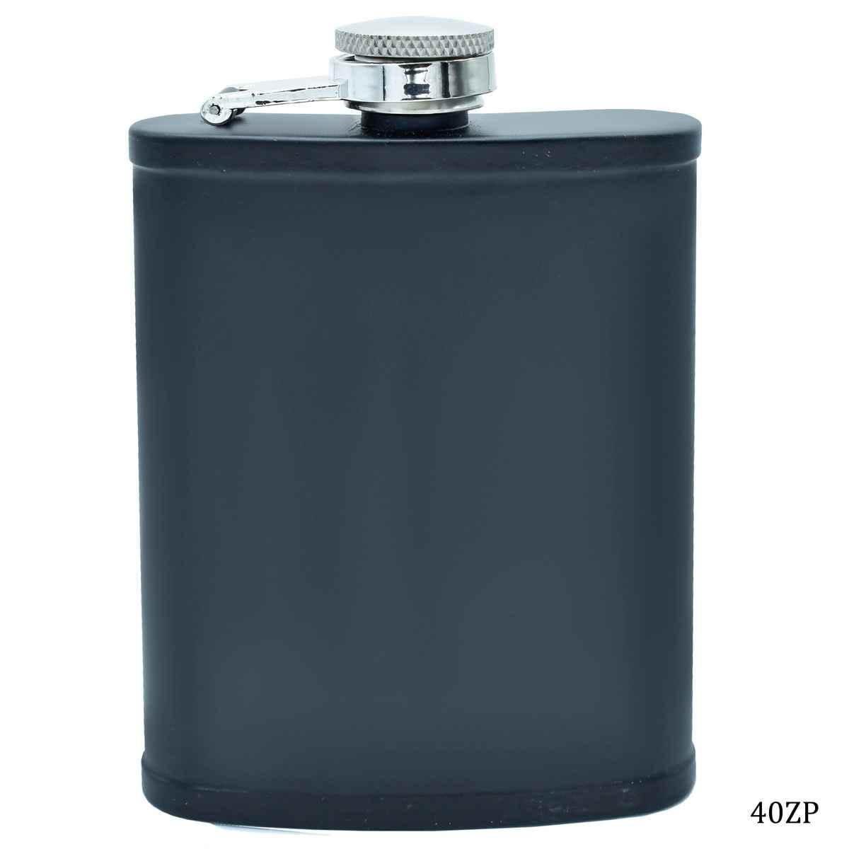 Hip Flask Printed Black Wine Bottle Stainless Steel 4oz Capacity 40ZP