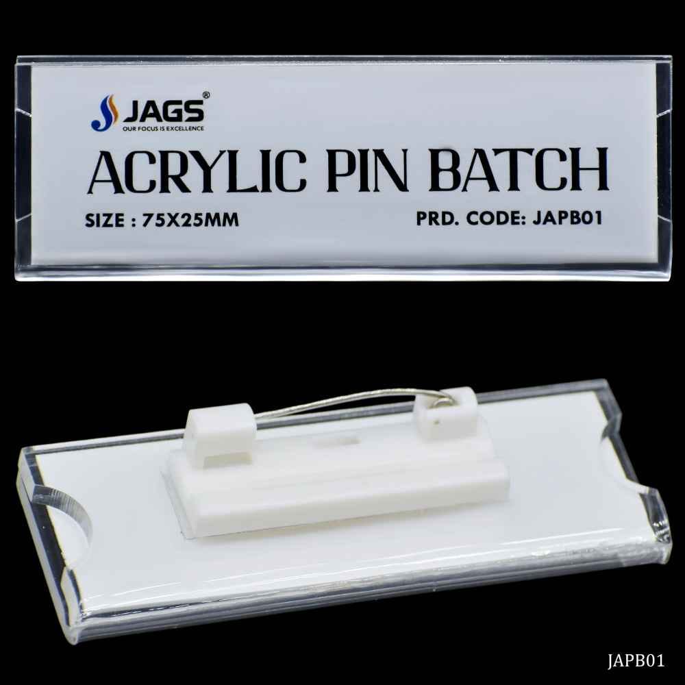 Jags Acrylic Pin Batch Holder 75X25MM JAPB01