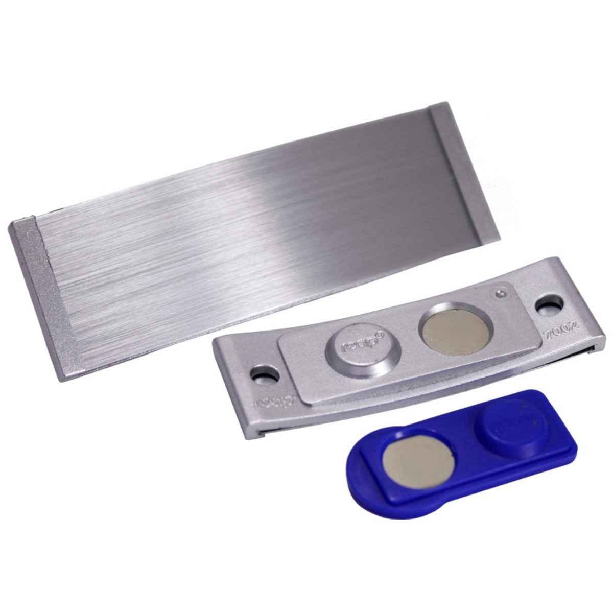 Magnetic Name Batch Holder Silver (63X22mm) Metal Plate 7002AS
