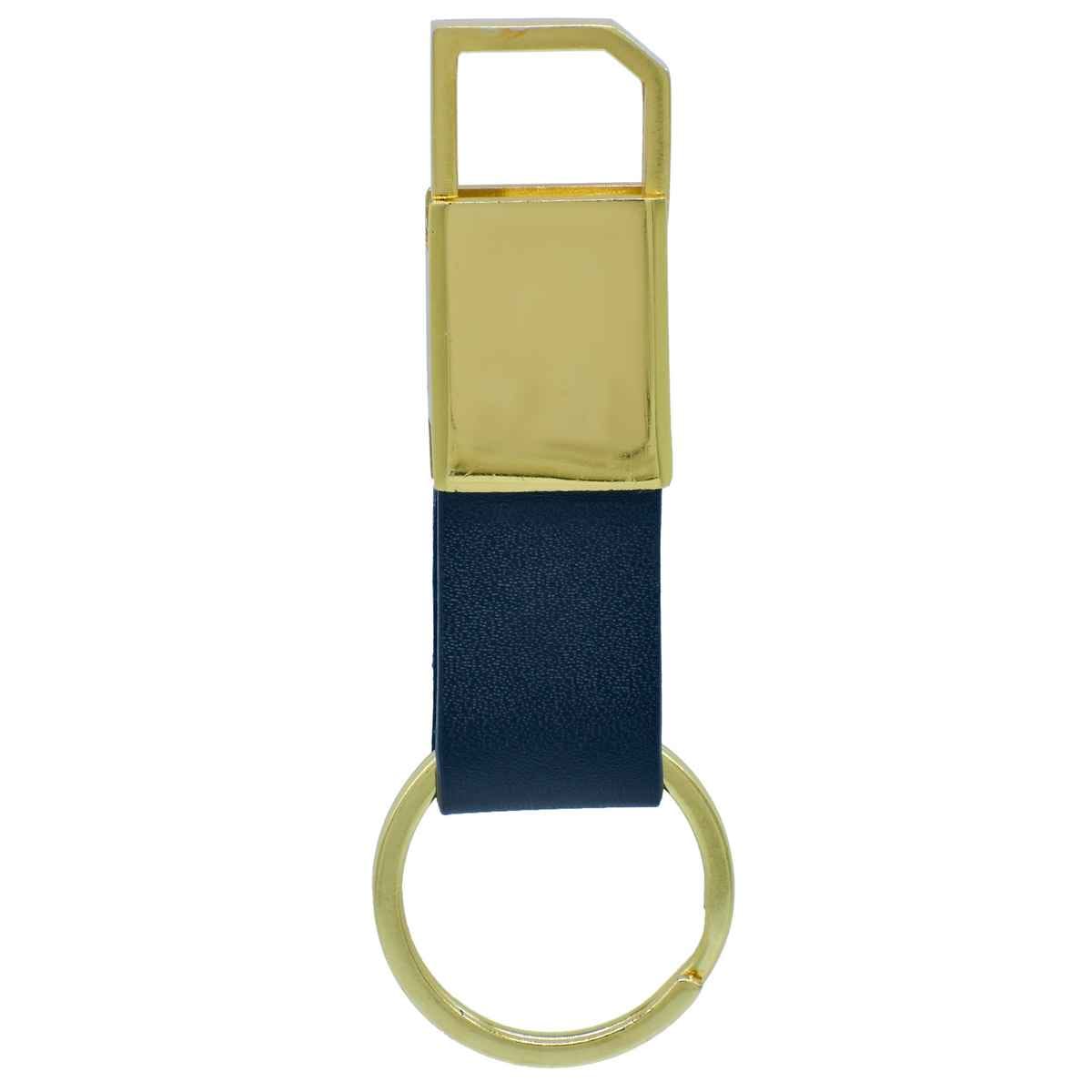 Key Chain Black Leather Gold Hook With Ring KCLH00GD