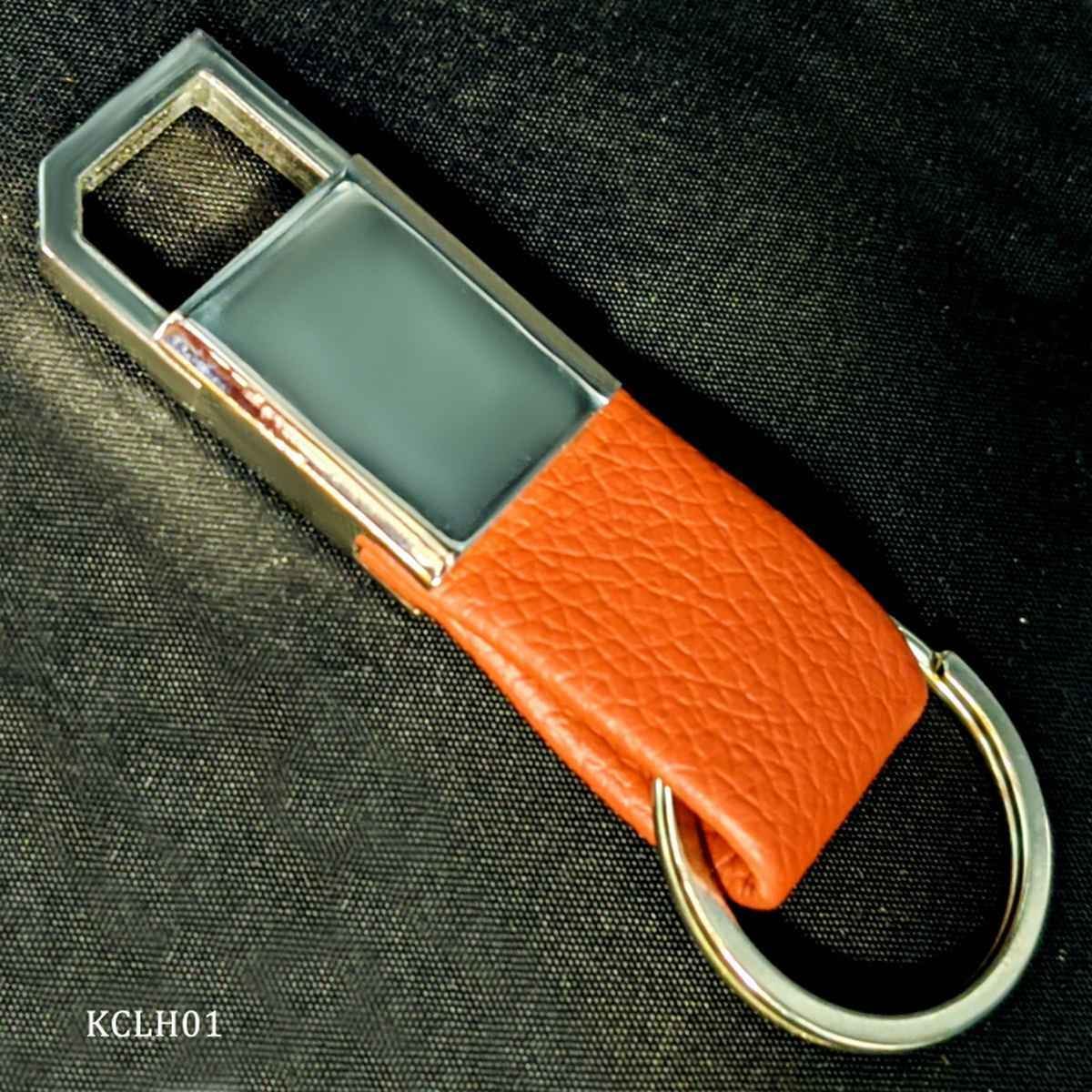 Key Chain Red Leather Silver Hook With Ring KCLH01