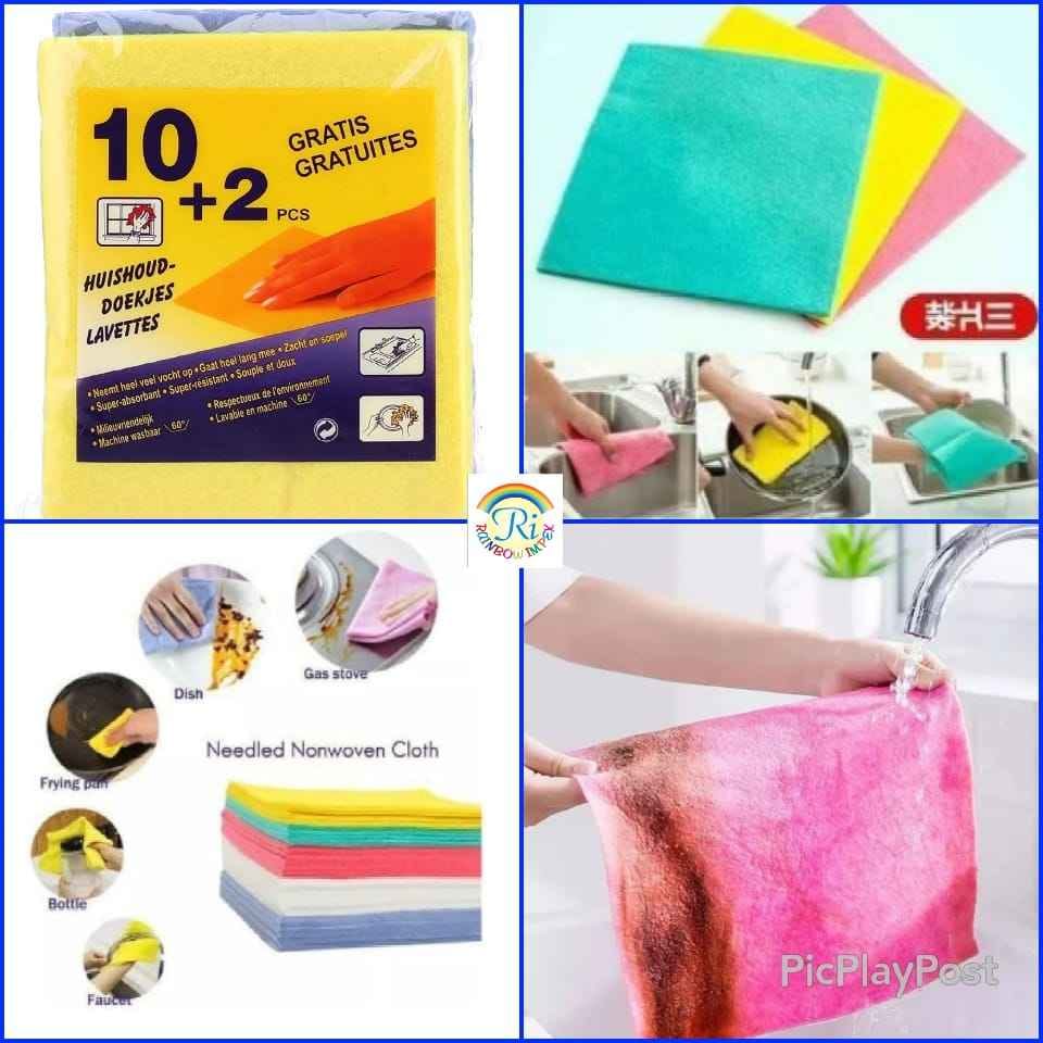 Multipurpose Kitchen Sponge Wipes Fiber Cloth, Pack of 6