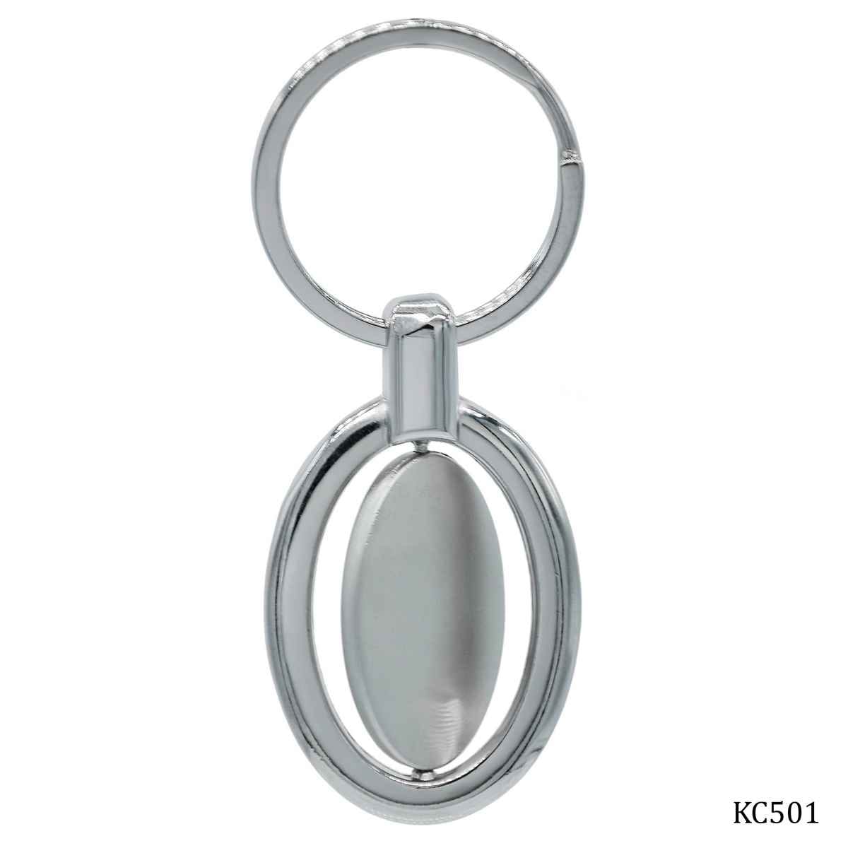 Silver Key Chain Plain Oval KC501