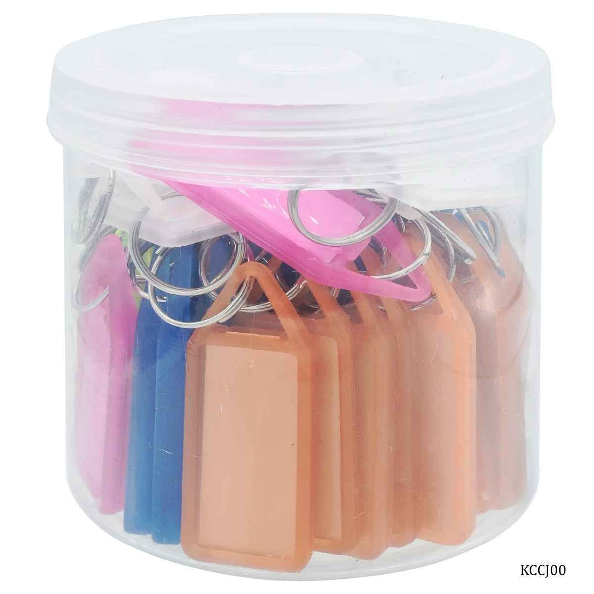 Plastic Keyring & Keychain Set, 50 Pcs, Multicolor, with Name Tag Labels, Two Side ID Label, Split Ring KCCJ00