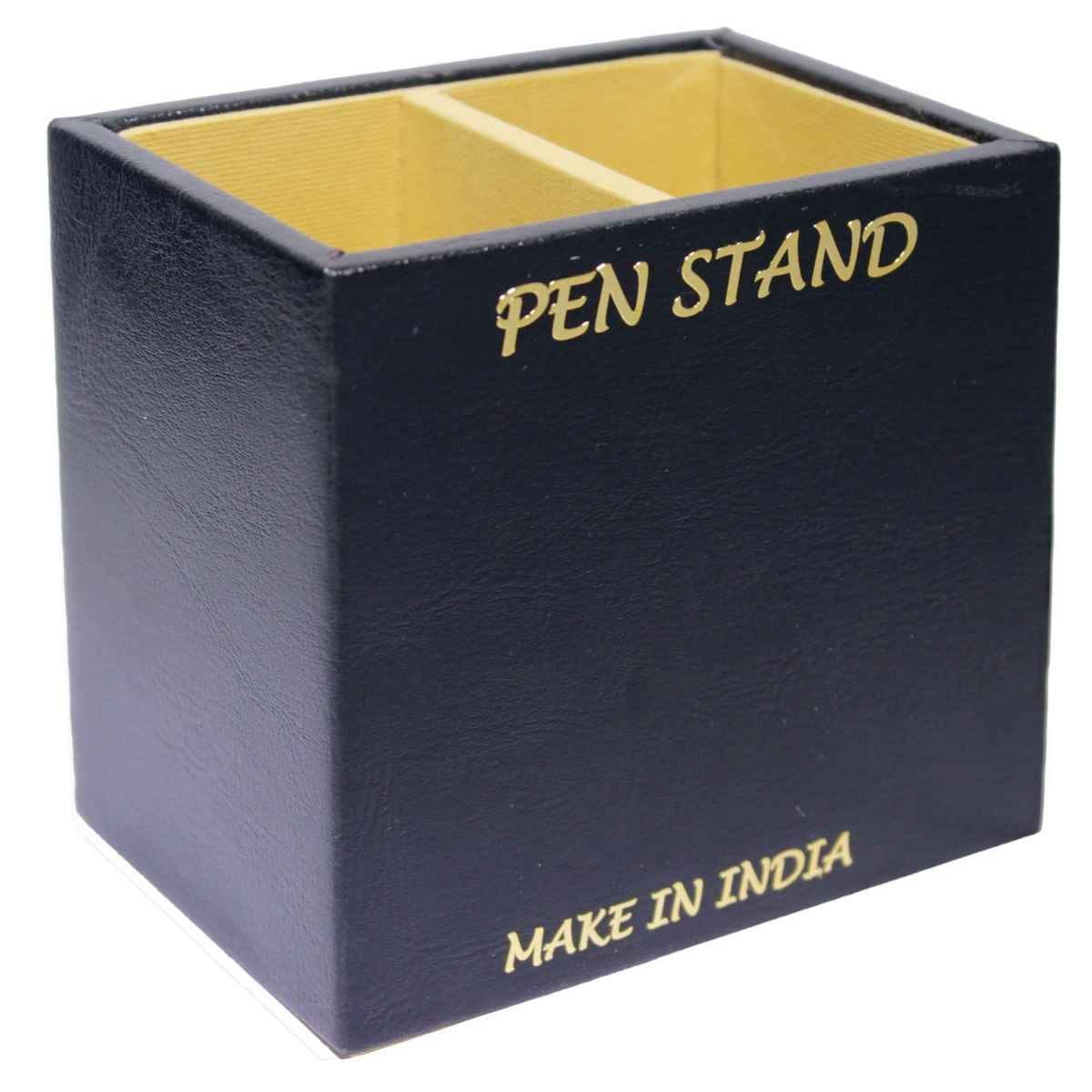 Black Leather Square Pen Stand 2X1 PSLS01