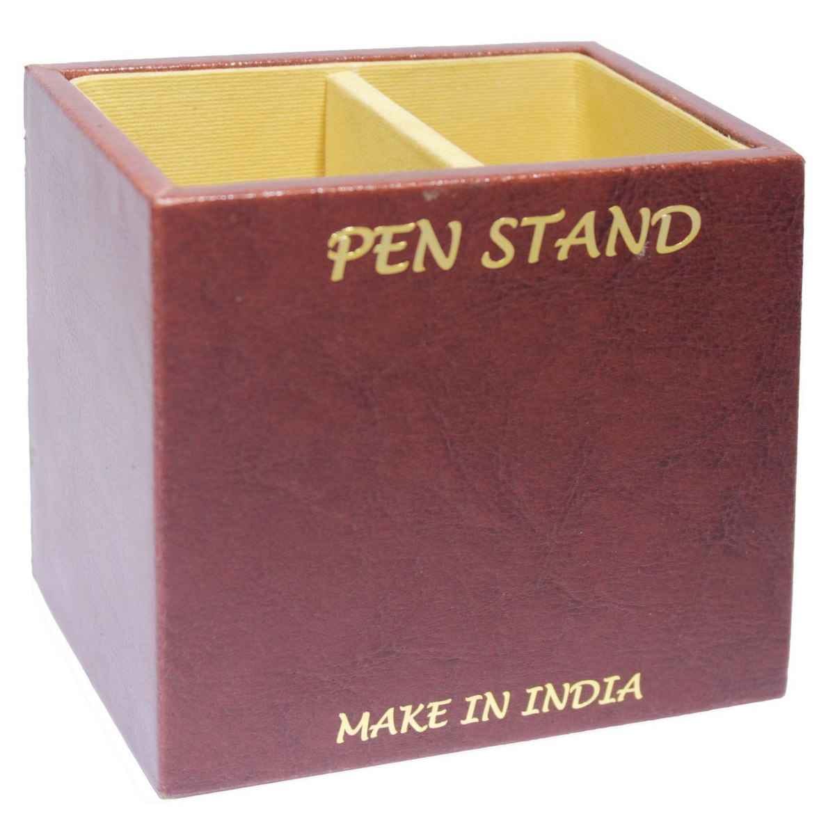 Cherry Leather Square Pen Stand 2X1 PSLS02
