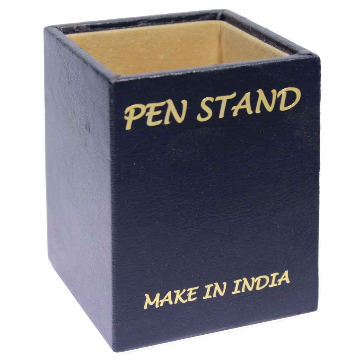Black Leather Square Pen Stand PSLS00