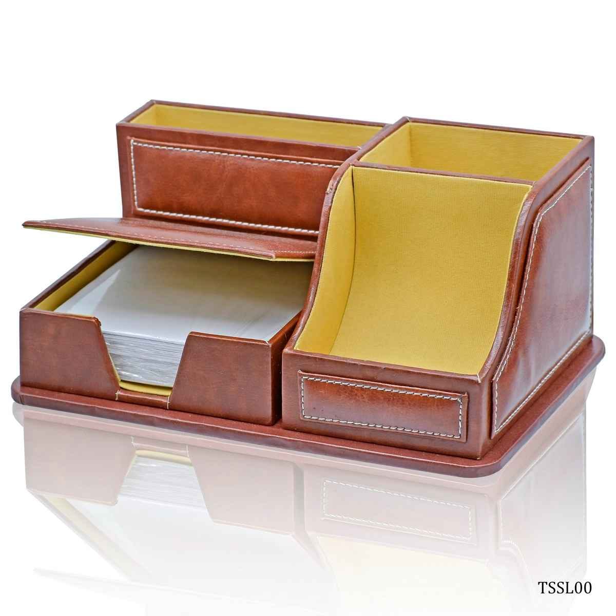 Tan Table Stationery Set Leatherier 4in1 TSSL00