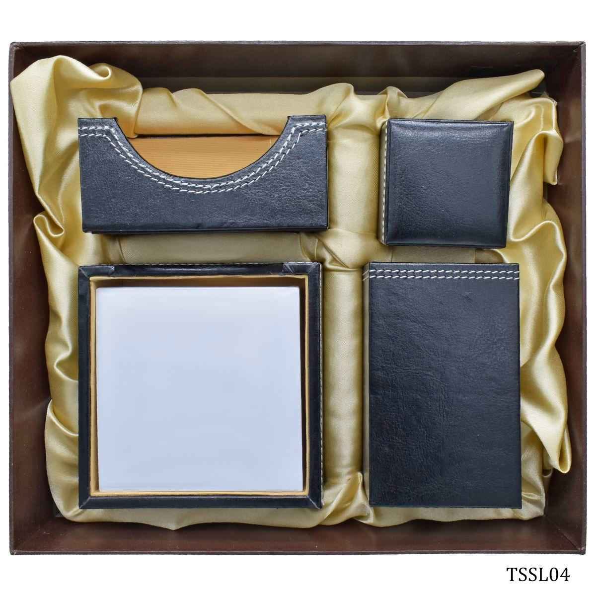 Black Table Stationery Set Leatherier Set of 4 Pcs TSSL04