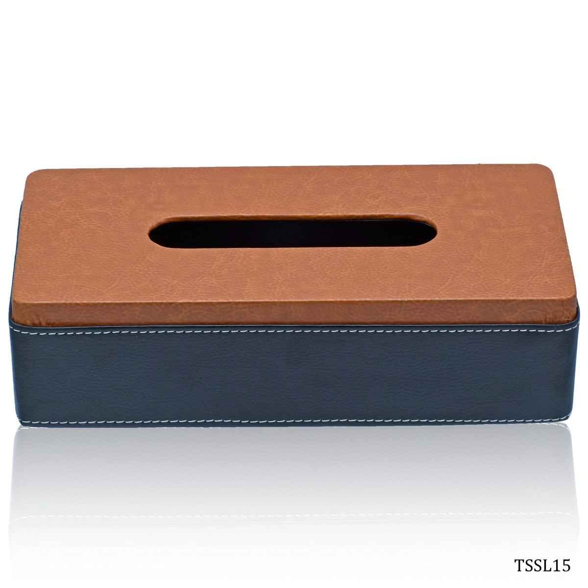 Table Stationery Set Leatherite Tissue Black & Chery TSSL15
