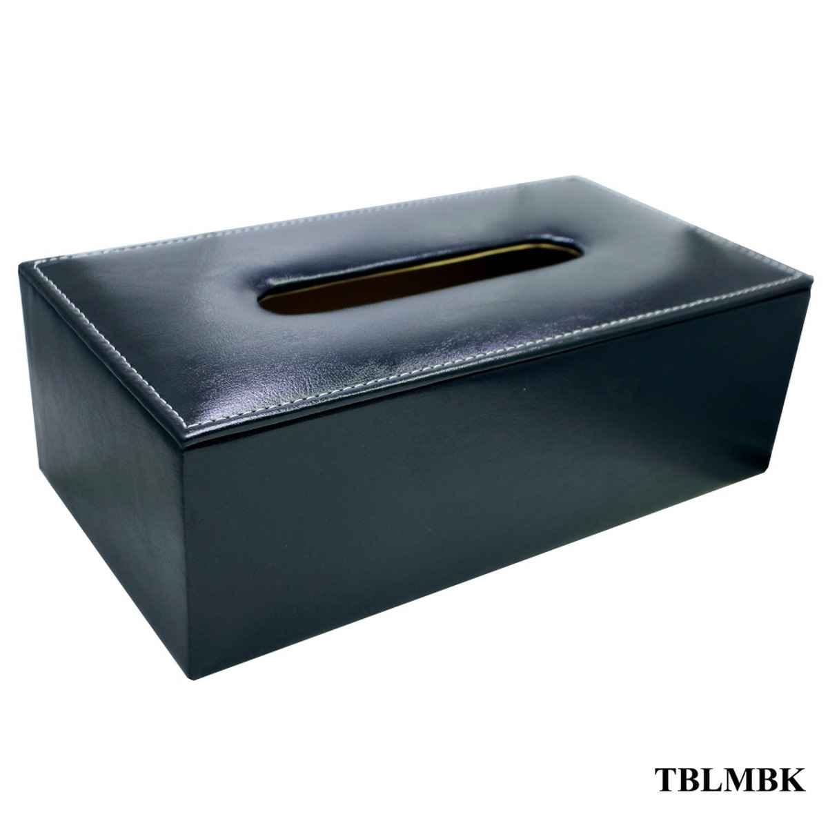 Black Tissue Paper Holder PU Leather Medium TBLMBK