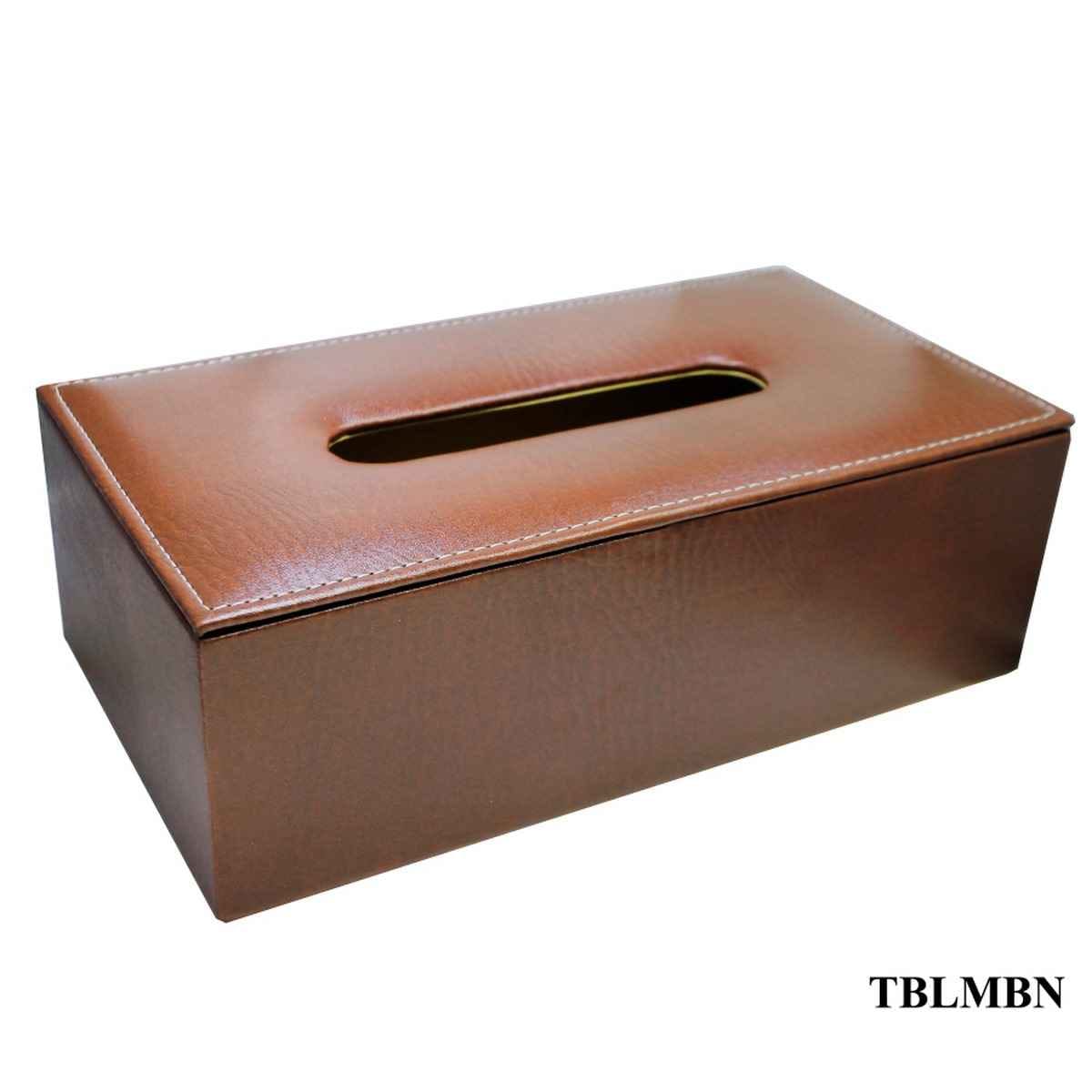 Brown Tissue Paper Holder PU Leather Medium TBLMBN