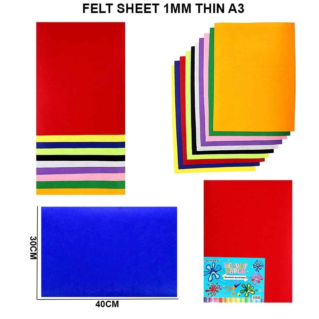 A3 Felt Paper Sheets Multi Colour 1 MM Thin 10 Sheets CH5-A3
