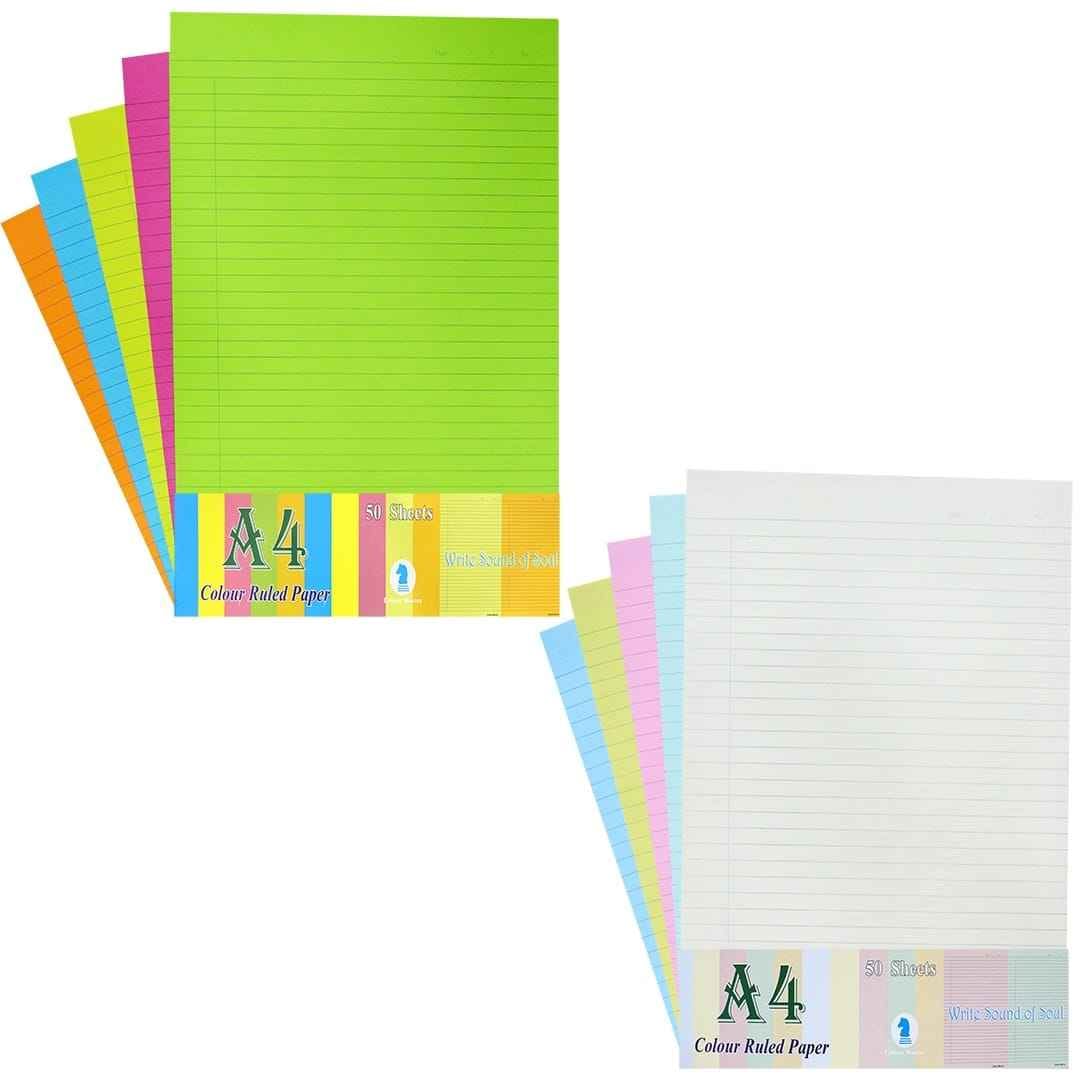 A4 Ruled Paper Multi Colour 50 Sheets A4CRP