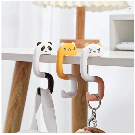 3 Pieces Set Decorative Animal Hook Set, Cute Panda Cat Design, Foldable Table Edge Hangers