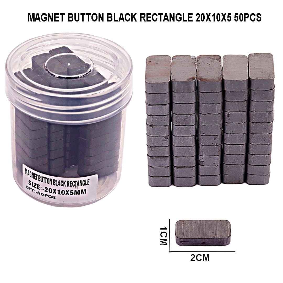 Magnet Button Black Rectangle 20X10X5 MM 50 Pcs RAW20X10