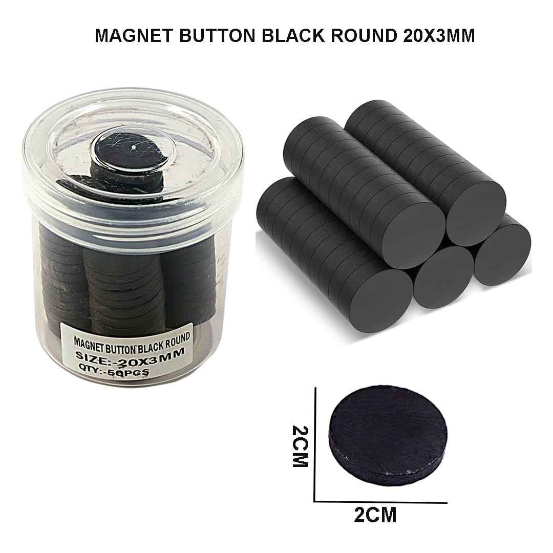 Magnet Button Black Round 20X3MM 50Pcs RAW20X3