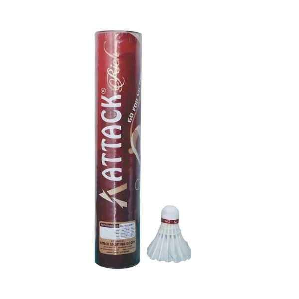 Attack White Rich Feather Shuttlecocks, Professional Grade, Pack of 10pcs