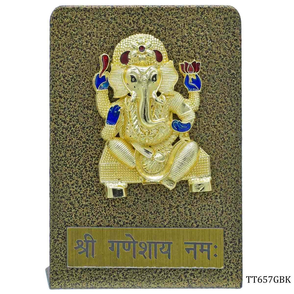Desktop Top Ganesh Gold With Plate Bk Gold TT657GBK