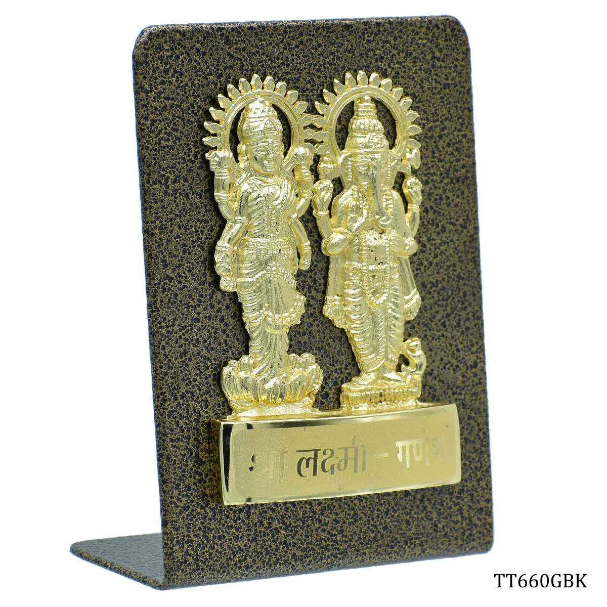 Desktop Top Gold Shri Laxmi Ganesh Plate Gold Black TT660GBK