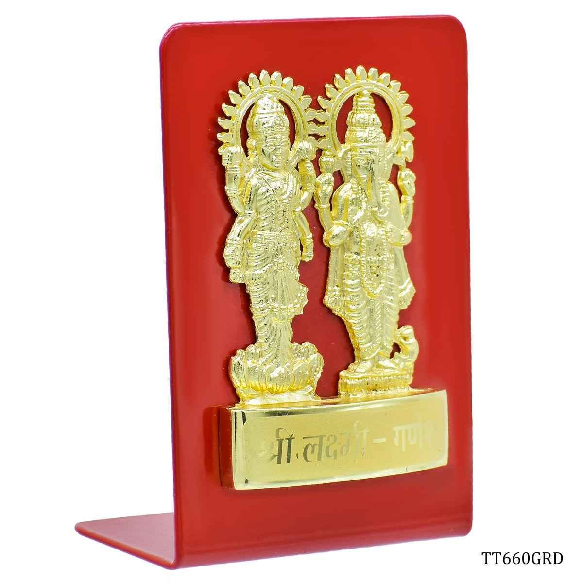 Desktop Top Gold Shri Laxmi Ganesh Plate Red TT660GRD