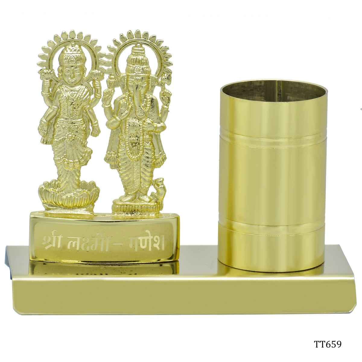 Desktop Top Gold Shri Laxmi Ganesh With Pen Stand TT659