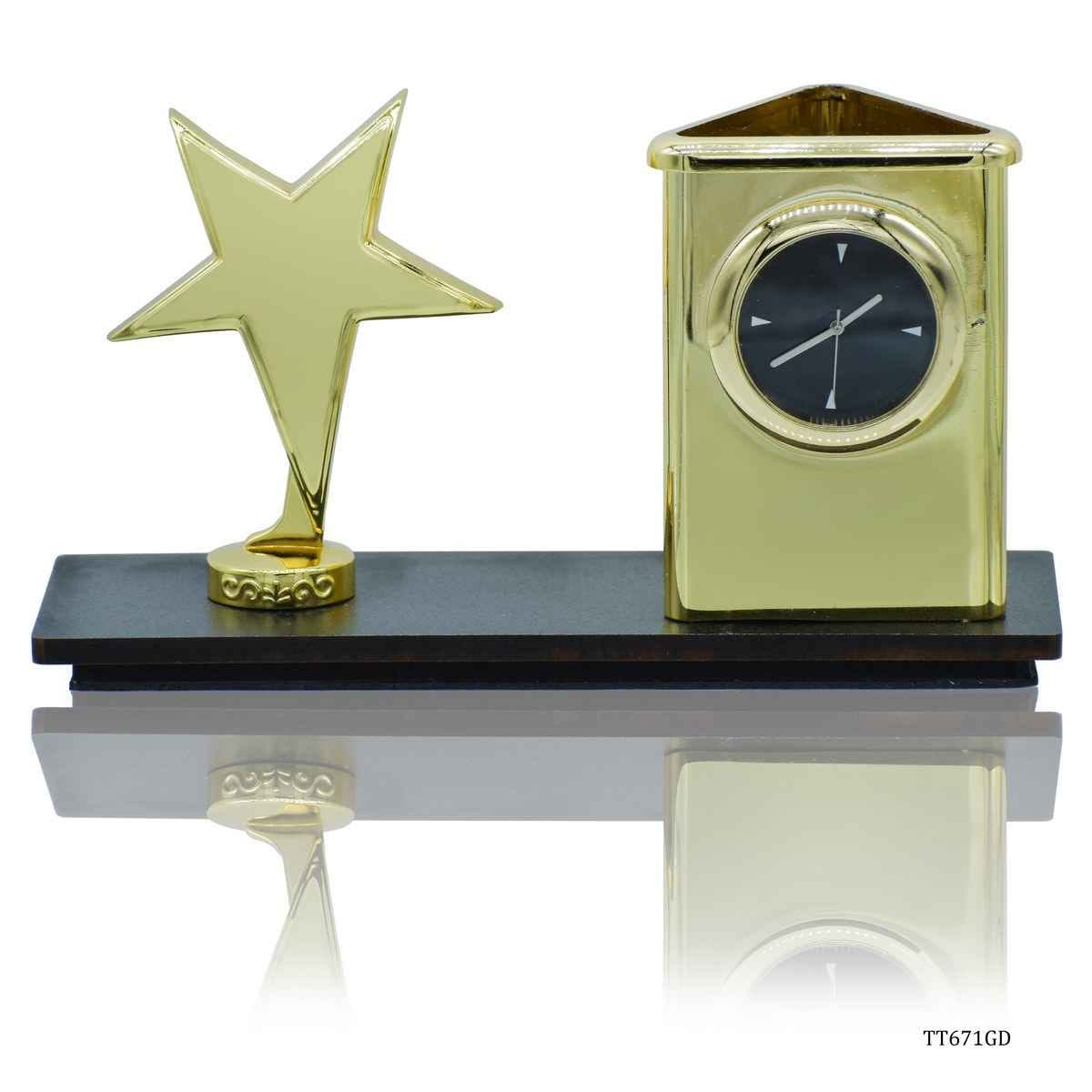 Desktop Top Star With Watch Pen Stand Gold TT671GD