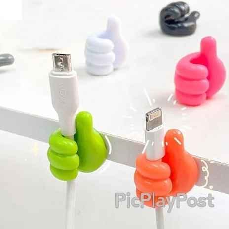 Thumbs Up Wall Hooks, Silicone Cable Organiser and Key Holder, Multicolour, Set of 10 Pieces