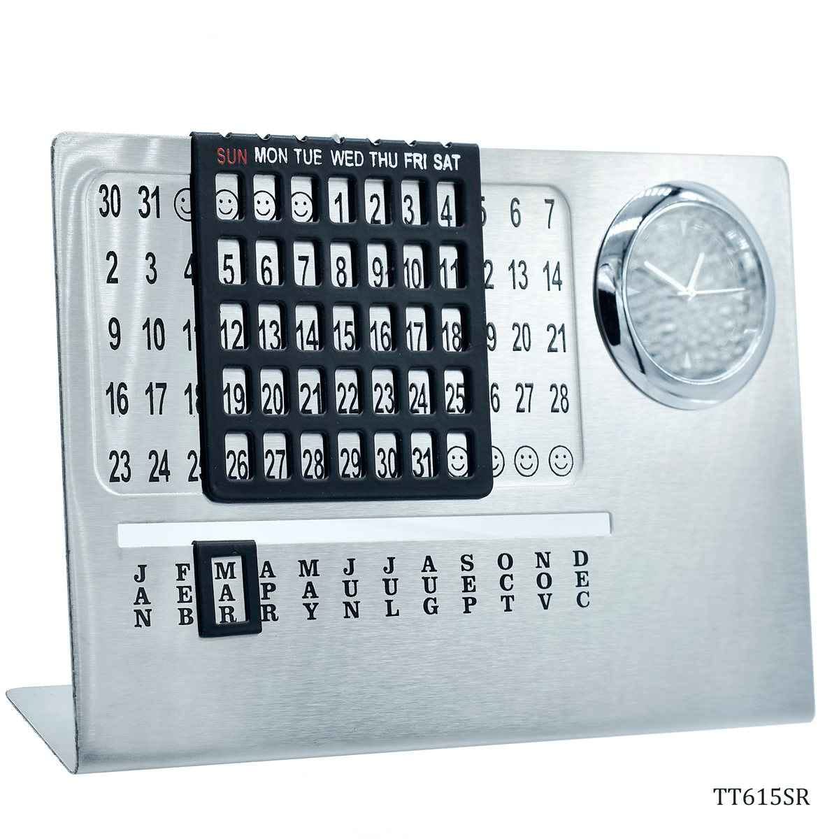 Life Time Calendar With Month Clock Silver TT615SR