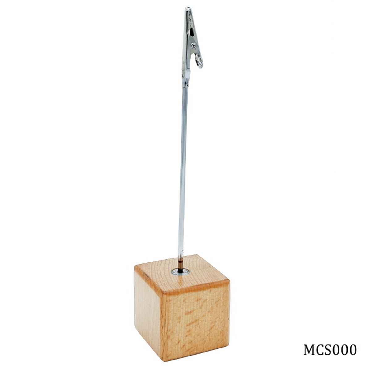 Message Clip Stand Wooden Base 2x2Inch MCS000
