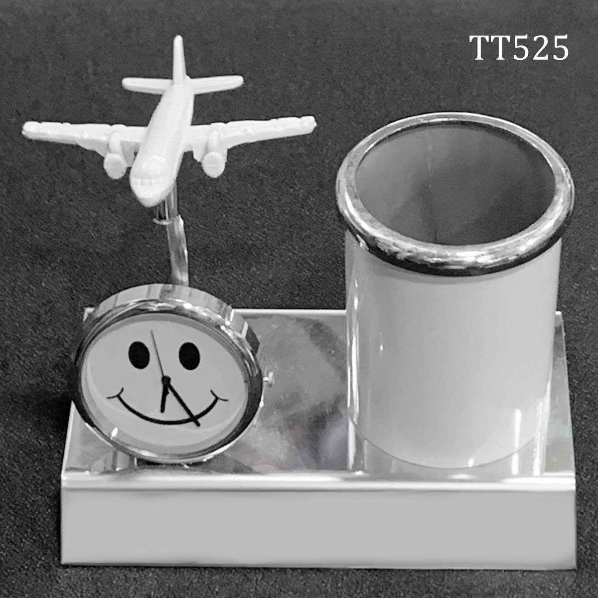 Pen Stand With Watch With Air Craft Whithe TT525WE