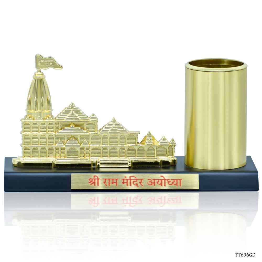 Gold Shri Ram Mandir With Pen stand Cardholder TT696GD